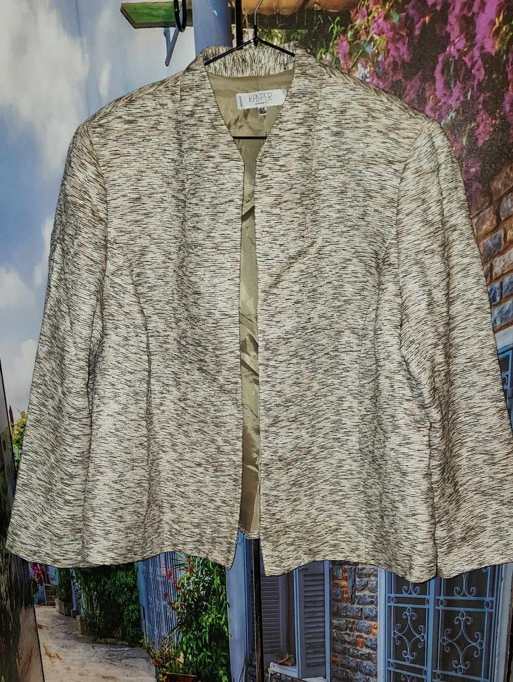Kasper Macys Brand Women's Open-Front Heathered Taupe Blazer Sz 18w